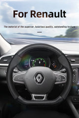 Renault Breathable Leather Steering Wheel Cover Black Red Car Interior Accessory Hocasen