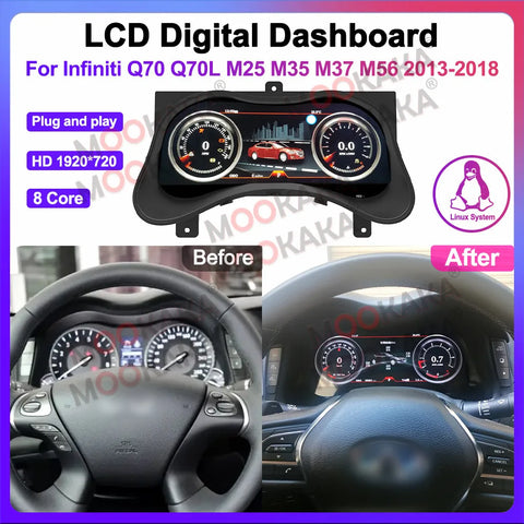 Digital Instrument Cluster Multimedia for Infiniti Q70 2013–2018 Android Head Unit Aotsr