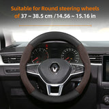 Suede Carbon Fiber Steering Wheel Cover for Renault