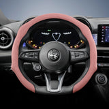 Premium Suede Wheel Cover for Alfa Romeo Giulia Car Interior Accessory Hocasen Pink