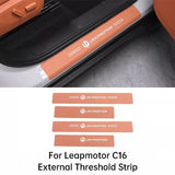 For Leapmotor C10 C16 Car Leather Door Sill Strip Welcome Pedal Anti Kick Pad Scratch-resistant Sticker Interior Accessories