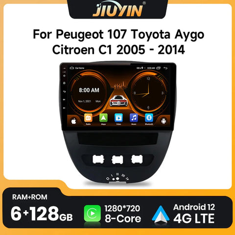 10-Inch Android Touchscreen for Peugeot 107 Toyota Aygo 2005–2014 Android Head Unit JIUYIN