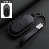 Leather Car Key Case Cover LEAPMOTOR B10 C01 C11 Original Color Remote Key Bag Shell Keychain Accessories