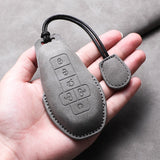Leather Car Key Case Cover Shell For DENZA D9 EV D9 DM Sheep Suede Car Remote Key Bag Case Protecter Keychain Cover Decorativ