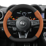 Mocha Suede Carbon Fiber Steering Cover for Alfa Romeo