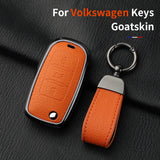Metal and Leather 3 Button Car Key Case Cove For VW Volkswagen Beetle Caddy Eos Golf Jetta Polo Scirocco Tiguan Touran UP Car