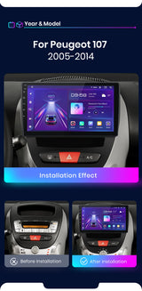 10-Inch Android Touchscreen for Peugeot 107 Toyota Aygo 2005–2014 Android Head Unit JIUYIN