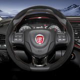 Suede Steering Wheel Cover Sports Design for Fiat 500