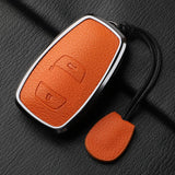 Aluminum Alloy Goatskin Car Key Case Cover for Subaru BRZ XV SV Forester Legacy Outback Crosstrek Impreza WRX Ascent keychain