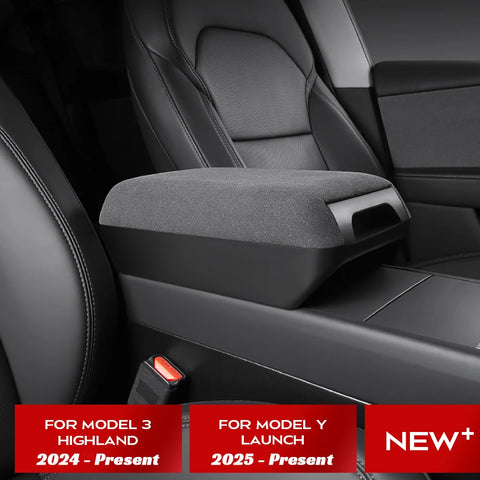 For Tesla Model Y Juniper 2025 2026 Center Console Armrest Organizer Box Heightened Cushion Suede Interior Upgrade for Model
