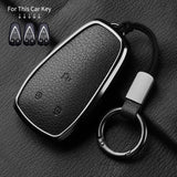 Aluminum Alloy Goatskin Car Key Case Cover For Changan Eado Unit CS35plus CS55plus CS75plus Car Key Protection Shell Accessor