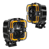 Square LED Work Light 12V 24V For Car Offroad Motorcycle Driving Fog Lamp Light Bar With Angel Eyes Spotlights Auxiliary Light