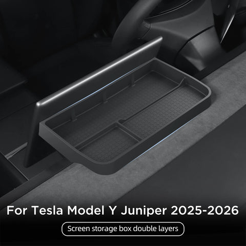 Smabee for Tesla Model Y 2025 Juniper Dashboard Storage Tray Car Display Screen Rear Storage Box Tray Accessories Black Dashb