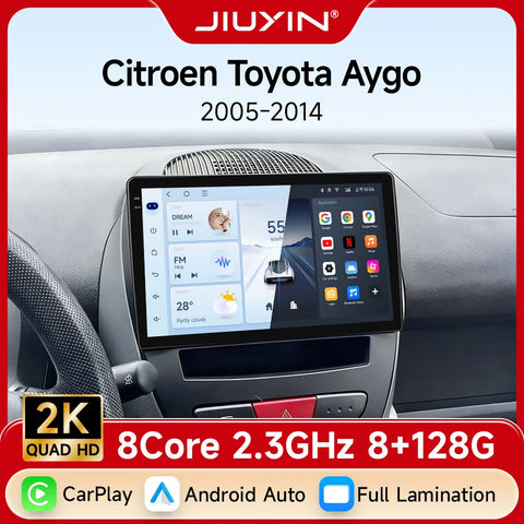 10-Inch 2K Android Multimedia Player for Peugeot 107 Aygo C1 Android Head Unit JIUYIN