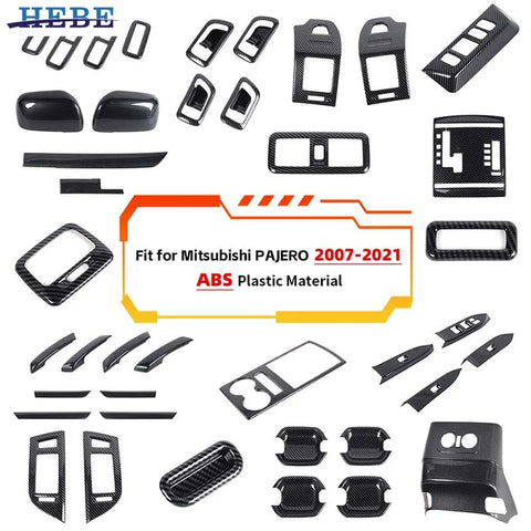 Carbon Fiber Door Trim Kit for Mitsubishi Pajero Car Interior Accessory HEBE
