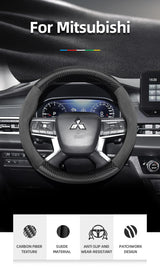 Carbon Suede Steering Wheel Cover for Mitsubishi Car Interior Accessory Hocasen