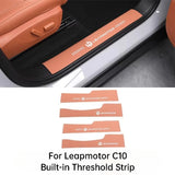 For Leapmotor C10 C16 Car Leather Door Sill Strip Welcome Pedal Anti Kick Pad Scratch-resistant Sticker Interior Accessories