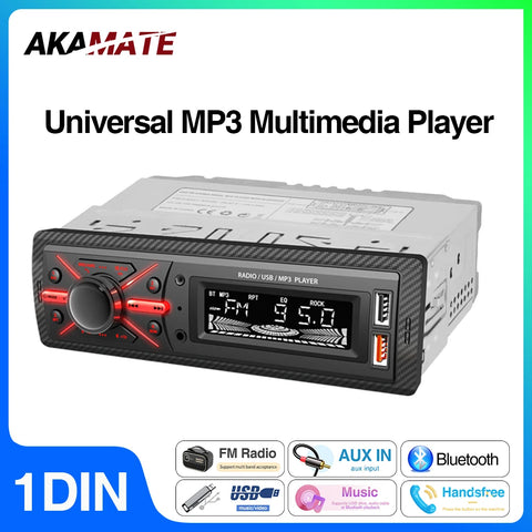1Din MP3 Player with Bluetooth EQ for Universal Fit Cars Car Interior Accessory AKAMATE
