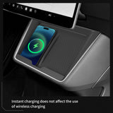 For Tesla Model Y Standard RWD 2026 2025 Center Console Wireless Charging Anti-Slip Pad Silicone Phone Anti Dirt Pad Car Inte