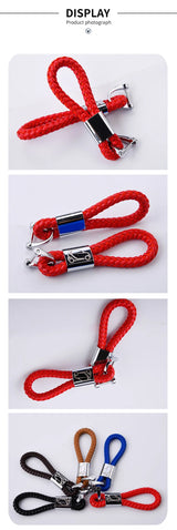 Premium PU Leather Braided Car Keychain Universal