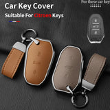 Citroen C5 X C4L C6 C3-XR AIRCROSS 308 408 508 2008 3008 4008 5008 DS 5LS 4S Metal and Leather Car Key Case Cover Car Accesso