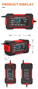 Car Battery Charger 12V 6A Touch Screen Pulse Repair LCD Fast Power Charging Wet Dry Lead Acid Digital LCD