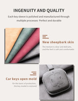 Leather Car Key Case For ZEEKR 001 009 7X - Sheep Suede Protector & Holder