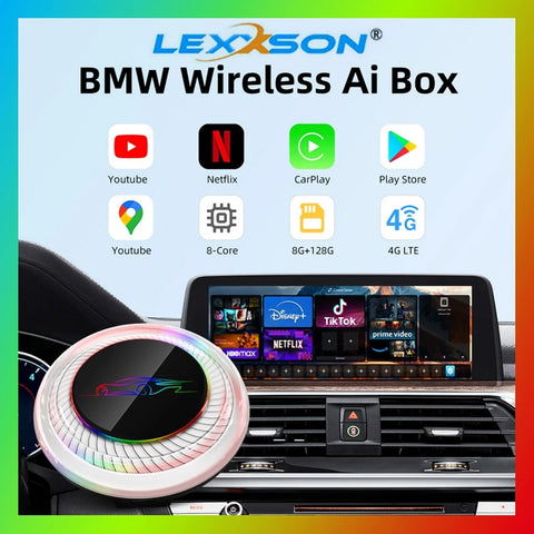 Premium Android 13 AI Box with 4G SIM for BMW and More CarPlay Adapter LEXXSON