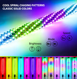 0.4M/1.31FT RGB Fat Spiral LED Whip Lights Bluetooth APP and Remote Control Flagpole Lamp for Truck Offroad ATV UTV Polaris R