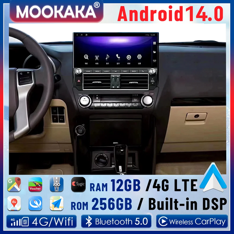12.3" Android 13 Multimedia Head Unit for Land Cruiser Prado 2014–2017 Android Head Unit Aotsr 6GB 128GB ROM Eight Core