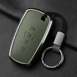 Metal and leather car key case cover for Lincoln Continental Navigator
