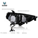 LED Projector Headlights Black for Toyota 4Runner 2014-2024 LED Headlight Vland