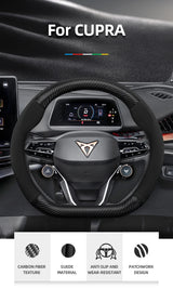 Cupra Suede Carbon Fiber Steering Wheel Cover Fit Car Interior Accessory Hocasen