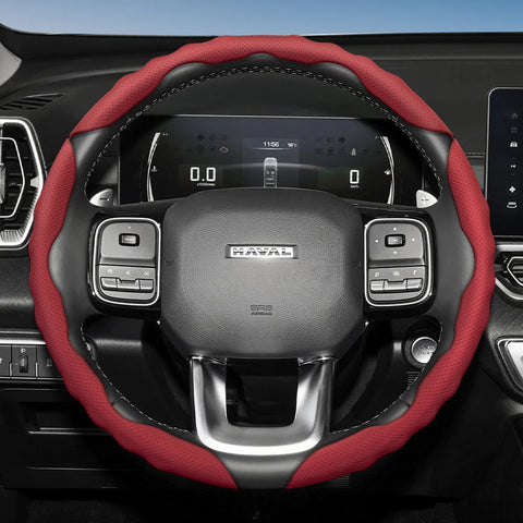 Wave Steering Wheel Cover Red for Haval H9 2025 Car Interior Accessory Hocasen Red 3-Piece Set