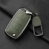 Metal and Leather 3 Button Car Key Case Cove For VW Volkswagen Beetle Caddy Eos Golf Jetta Polo Scirocco Tiguan Touran UP