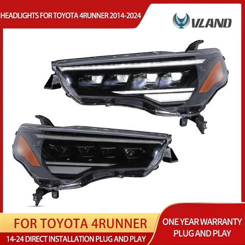 LED Projector Headlights Black for Toyota 4Runner 2014-2024 LED Headlight Vland