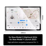 Tempered Glass Film Protector For New Tesla Model 3 Y Launch 2025 Highland 2024 Rear Row Center Control Touch Screen Protective