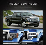LED Projector Headlights Black for Ford F150 2009-2014 LED Headlight Vland