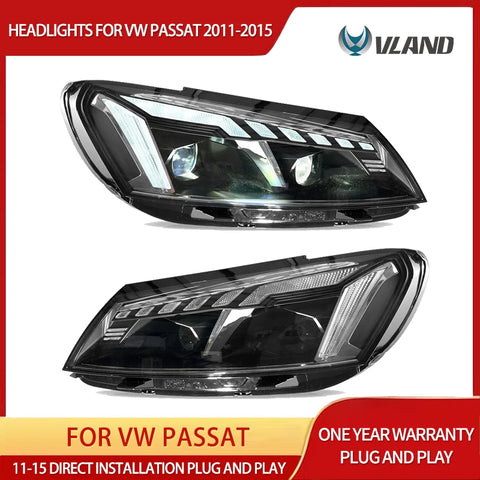 LED Projector Headlights w/Animation for VW Passat 2011-2015 LED Ambient Light VLAND