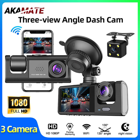 Dashcam 3 Channel 1080P for Universal Vehicles Dashcam AKAMATE