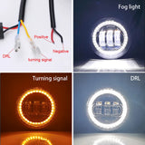 7 Inch Led Headlight for Harley | 4.5 Inch Fog Lights Halo Ring Angel Eyes Car Exterior Accessory | Motorcycle Headlight | LE