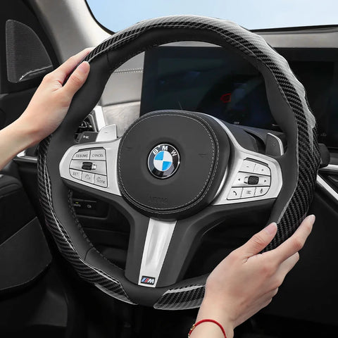 BMW Snap-On Carbon Fiber Sports Steering Wheel Cover Car Interior Accessory Hocasen