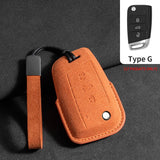Suede Car Remote Key Case Cover for Volkswagen Golf