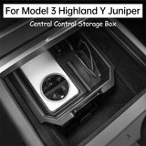 For Tesla Model 3 Highland Y Juniper Car Central Control Storage Box Double-layer Armrest Organizer Auto Interior Accessories