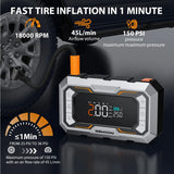 Car Tire Air Compressor, Battery Jump Starter Kit, 1500A Heavy-Duty Portable Emergency Car Jump Starter Jump Starter, Air Com