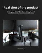 2-in-1 Hidden Headrest Phone Holder and Car Hook