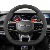 Matte Carbon Fiber Suede Steering Wheel Cover Genesis Car Interior Accessory Hocasen