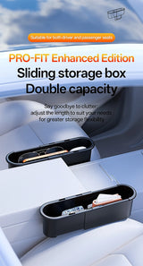 Adjustable Sliding Car Seat Gap Organizer, Flush-Mount Storage Box for Driver & Passenger, 2X Expandable Capacity Car Interio