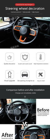 Steering Wheel Trim for Jeep Wrangler JL 2018-2024 Car Interior Accessory HEBE