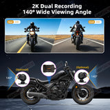 2K Dual Lens Motorcycle Dash Cam WiFi Waterproof for Moto
